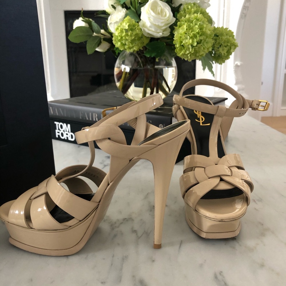 YSL Classic Tribute 105 Sandals 39 Beige